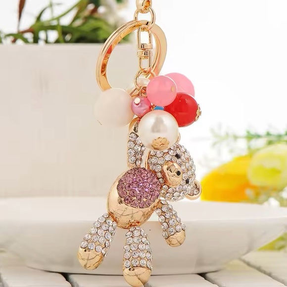 NEW CUTE BEAR AND BALLOONS KEY CHAIN - Picture 10 of 14